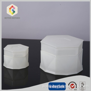 Frosted white color glass candle jars with lid